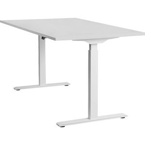 Topstar Bureautafel, elektrisch in hoogte verstelbaar, recht, b x d = 1600 x 800 mm, lichtgrijs/wit