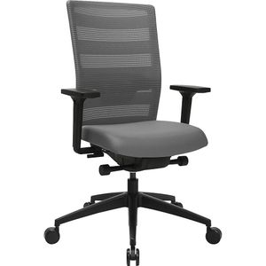 Topstar Sitness AirWork bureaustoel, met armleuningen, 3D auto-synchroon mechanisme, voorgevormde zitting, netrugleuning, grijs/zwart