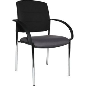 Bezoekersstoelen, VE = 2 stuks, gestoffeerde rugleuning, zwart EUROKRAFTpro