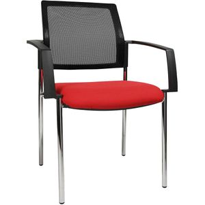 Topstar Mesh stapelstoel, 4 stoelpoten, VE = 2 stuks, zitting rood, frame chroom