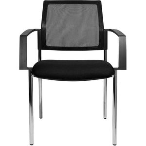 Topstar Mesh stapelstoel, 4 stoelpoten, VE = 2 stuks, zitting zwart, frame chroom