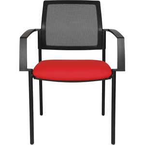 Topstar Mesh stapelstoel, 4 stoelpoten, VE = 2 stuks, zitting rood, frame zwart