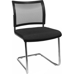 Topstar Bezoekersstoel, stapelbaar, sledestoel, netrugleuning, VE = 2 stuks, zwart