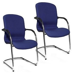 Topstar OPEN CHAIR - de design bezoekersstoel, sledestoel met textielbekleding, VE = 2 stuks, koningsblauw