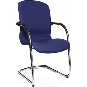 Topstar OPEN CHAIR - de design bezoekersstoel, sledestoel met textielbekleding, VE = 2 stuks, koningsblauw