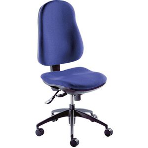 eurokraft pro Ergonomisch gevormde draaistoel, synchroon-mechanisme, zonder armleuningen, bekleding blauw