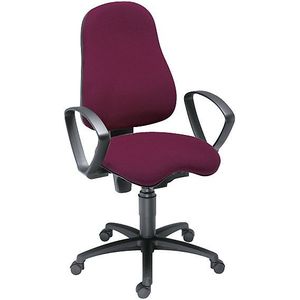 Topstar Operator-draaistoel BALANCE 400, met Body Balance Tec®, incl. armleuningen, bekleding bordeaux