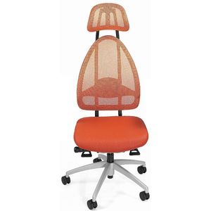 Topstar Design kantoordraaistoel, met hoofdsteun en rugleuning van gaas, totale rugleuninghoogte 830 mm, oranje
