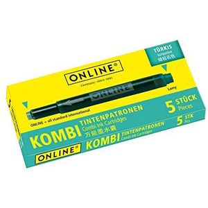 ONLINE® 17176/12 Tintenpatronen für Füller türkis-blau 5 St.