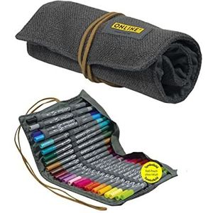 ONLINE Pennenetui, etui voor kleurpotloden, potloden, aquarelkleuren en meer, pennenetui met pennenlussen, pennenorganizer voor kunstenaars, studenten, creatief, canvas