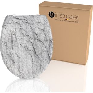 instmaier WC-Sitz Toilettendeckel mit Motiv, Granit / Grau, Hochwertiger Duroplast Sitz mit Absenkautomatik