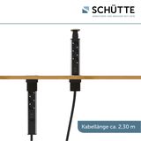 SCHÜTTE 3073 intrekbare stekkerdoos voor het werkblad (2 x USB en 3 x 230 V stopcontacten), inbouwstopcontact voor de keuken, voor achteraf inbouw, tafelstopcontact van roestvrij staal