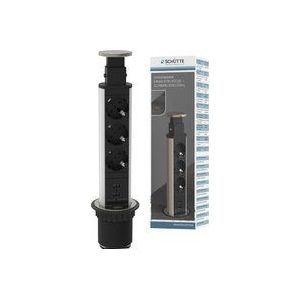 SCHÜTTE E1 Tower Pop-up Inbouw Stekkerdoos met 3 Stopcontacten en 2 USB-A Laadpunten