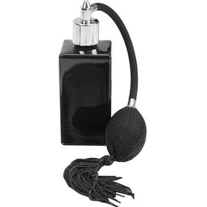 Parfum verstuiver met balpomp: 100 ml vintage parfumfles van glas in zwart – parfum flacon leeg – parfum spuitfles – Fantasia parfumfles