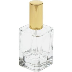 Atomizer Merk Fantasy Model Flacon, Square, met verstuiver pomp + gouden hoed, zware kwaliteit, voor ml