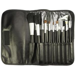 Penseeltas met 9 poeder- en make-upkwasten, klittenbandsluiting, afmetingen: 31,5 x 23,5 cm