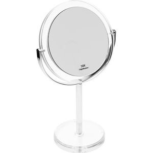 Fantasia Make-up spiegel rond - tweezijdig, normale en 10-voudige vergroting, make-up spiegel vrijstaand Ø 16cm, hoogte: 30,5cm, acryl make-upspiegel