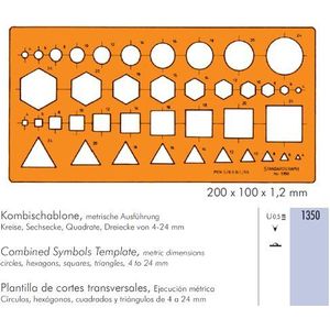 STANDARDGRAPH Doorsnedesjabloon voor meerdere symbolen/dwarsdoorsneden Oranje Transparant