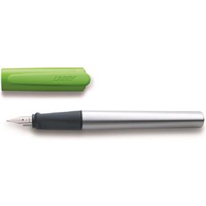 LAMY nexx smaragd vulpen – vulpen met antislip grip & gepolijnde stalen penpunt in schrijfdikte M – driehoekige aluminium behuizing – incl. inktpatroon T 10 blauw – rechtshandig