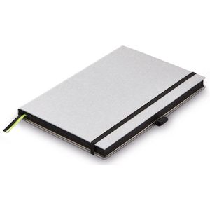 LAMY Paper blanco notitieboek hardcover, DIN A5, DIN A5 (145 x 210 mm), geborstelde metaallook, zonder liniatuur, 192 pagina's en elastische sluitband