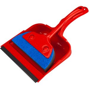 Stoffer en blik - kunststof/schuimrubber - 33 x 21 cm - rood - Stoffer en blik