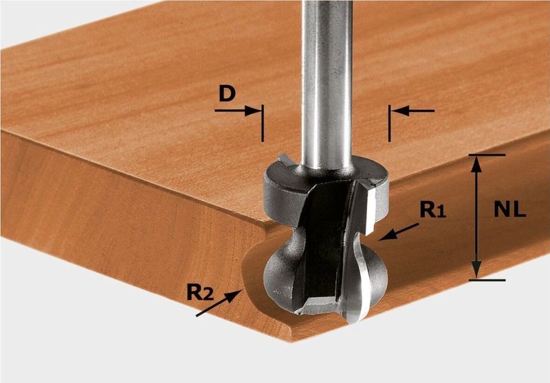 Festool - Fresa para Listón de Agarre - HW - D22/16/R2,5+6
