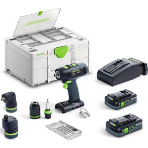 Festool T 18+3 HPC 4,0 I-Set Accu Schroefboormachine 18V 4.0Ah + 2x Hulpstukken In Systainer