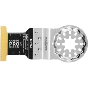 FEIN E-Cut Carbide Pro zaagblad, VE 10 st., breedte 32 mm, lengte 40 mm, opname Starlock, TiN-gecoat hardmetalen invalzaagblad met extreem hoge slijtvastheid.