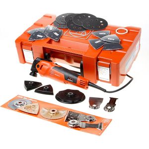 ​FEIN FMM 350 QSL Multi-Tool (350 W, Krachtige Motor, QuickIN-Snelspansysteem, Incl. Schuur- en Zaagbladen, Spatel, Rasp, etc ), Oranje