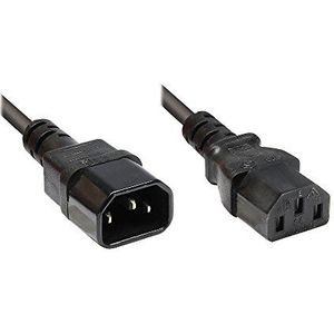 Good Connections® Kaltgeräteverlängerung - C14 an C13 - Kaltgeräte-Stecker (gerade) an Kaltgeräte-Buchse (gerade) - schwarz, 1 m