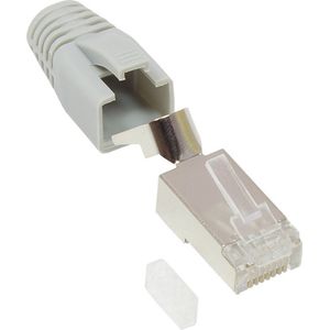Good Connections RJ45 netwerkstekker - cat. 6A / 500 MHz - 10-delige spaarset - GESCHIMD - voor cat. 7, cat. 6A, Cat.6 kabel - 50µ vergulde contacten - voor patch- en installatiekabels - grijs