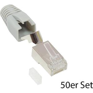 Good Connections RJ45 Netwerkstekker - Cat. 6A / 500 MHz - 50er Spaarset - SCHERMD - voor Cat. 7, Cat. 6A, Cat.6 kabel - 50µ vergulde contacten - voor patch- en installatiekabels - GRIJS