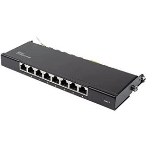 Good Connections® Patchpanel/patchveld - Desktop - Cat. 6, 250 MHz - GIGABIT geschikt - 8-Port - 0,5 HE - STP afgeschermd - zonder gereedschap openen - diepzwart (RAL9005)
