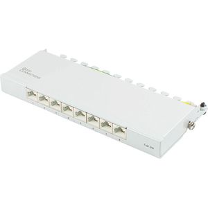 CAT6a - Gigabit Desktop Patch Panel - 0,5U - 8 Poorten - Afgeschermd - Grijs