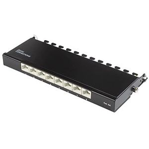 CAT6a - Gigabit Desktop Patch Panel - 0,5U - 8 Poorten - Afgeschermd - Zwart