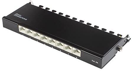 CAT6a - Gigabit Desktop Patch Panel - 0,5U - 8 Poorten - Afgeschermd - Zwart