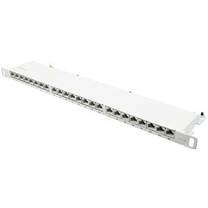 Patchpanel / patchpaneel - 19"" servermontage / rackmontage - categorie 6A, 500 MHz - 10 GIGABIT compatibel - 24 poorten - 0,5 U - STP afgeschermd - openen zonder gereedschap - zuiver wit (RAL9010)