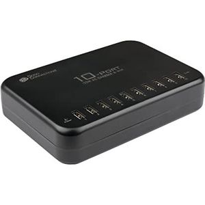 Good Connections 120 W USB-snellaadstation - 10 poorten - 10 USB-A-poorten - 10 tablets / smartphones van elk 12 W (5 V 2,4 A) tegelijkertijd opladen - zwart