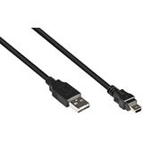 Good Connections Aansluitkabel USB 2.0 EASY stekker A (aan beide zijden bruikbaar) naar Mini B 5-pins stekker - folie- en gevlochten afscherming, koperen aders (OFC) - zwart, 3 m