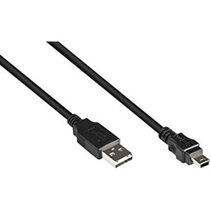 Good Connections USB 2.0-aansluitkabel EASY stekker A (aan beide zijden bruikbaar) op 5-polige mini-B-stekker - folie- en koperdraden (OFC) - zwart 5 m