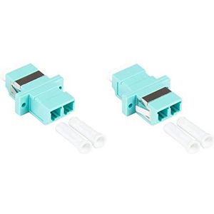 Good Connections LWL Duplex koppeling LC (UPC) naar LC (UPC) voor OM3-kabel multimode kunststof behuizing met flens keramische fitting Aqua