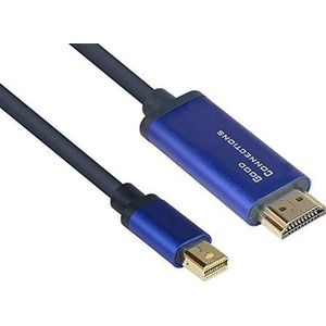 Good Connections® SmartFLEX Mini DisplayPort 1.4 naar HDMI 2.0 kabel - 4K UHD @60Hz RGB / 4:4 - Kopergeleider, aluminium behuizing - Zeer flexibel - donkerblauw - 1 m