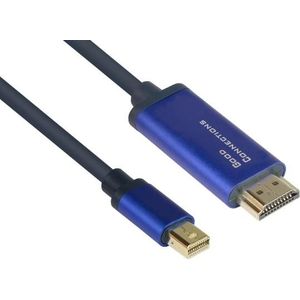 Good Connections® SmartFLEX Mini DisplayPort 1.4 naar HDMI 2.0 kabel - 4K UHD @60Hz RGB / 4:4:4 - kopersladder, aluminium behuizing - zeer flexibel - donkerblauw - 3 m
