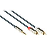 Good Connections GC-M0059 audio aansluitkabel hoge kwaliteit 3,5 mm, jack plug naar 2x RCA-stekker, OFC, volledig metalen behuizing, 2 m donkerblauw