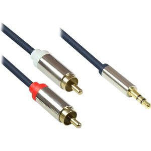 Good Connections Audio Anschlusskabel High-Quality 3,5mm, Klinkenstecker an 2x RCA Stecker, Vollmetallgehäuse, dun... (5 m), Audiokabel