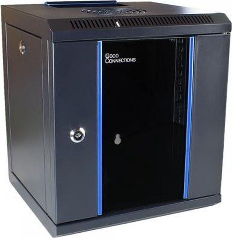 Alcasa - GC-R0102 - Wandkast - Zwart - 6U, 10 inch, Afsluitbare Glazen Deur