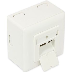 Premium CAT6 Gigabit netwerk opbouw wandcontactdoos met 2 RJ45 poorten - afgeschermd / ivoor