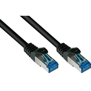 Good Connections Cat.5e Ethernet-LAN-patchkabel snagless RNS, SF/UTP, 100 MHz; Gigabit-compatibel (10/100/1000 Base-T Ethernet-netwerken) voor patchpaneel, schakelaar, router, modem, zwart 0,25 m