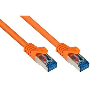 Good Connections Cat.6A Ethernet LAN Patchkabel mit Rastnasenschutz RNS, S/FTP, PiMF, halogenfrei, 500MHz, OFC, 10-Gigabit-fähig (10/100/1000/10000-Base-T Ethernet Netzwerke) - z.B. für Patchpanel, Switch, Router, Modem - orange, 25m
