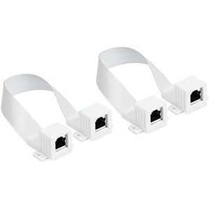 Good Connections RJ45 Ethernet LAN deur-/raamdoorvoer - 2-delige spaarset, extreem plat - aan beide zijden RJ45-bus - totale lengte incl. stekker wit, lengte: 25-27 cm